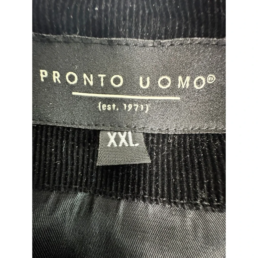 Pronto Uomo Men's Vest XXL Quilted Charcoal Gray Black Piped Pockets Full Zip‎
